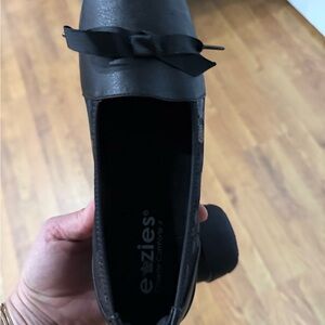 Women's Black Loafers with Bow